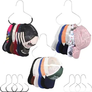 6 Pack Hat Hangers Hanging for Closets, Premium Metal Cap Organizer Rack, Hat Hooks Storage, Space Saving Design Fits Up to 50 Hats, Ideal for Organizing Accessories