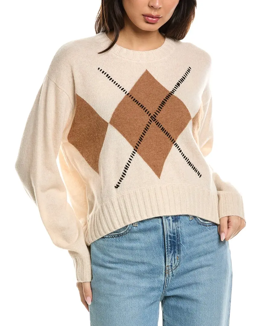 Brodie Cashmere Relaxed Argyle Cashmere Sweater