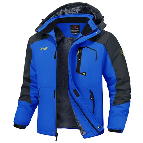 【Creator's Pick】GOPUNE Men's Ski Snow Jacket Waterproof Insulated Fleece Outdoor Mountain Hooded Winter Coat Sporty Breathable Outerwear  big tall men clothing Size up to5XL #Christmas gift #RED GREEN