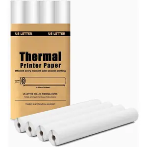 4 Rolls Thermal Paper 8.5'' x 11'' for Portable Printer, Compatible with D810/ M834/ MT610 Pro  Printers for  Use and Travel as Letter Paper