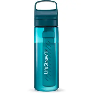 LifeStraw Go Series – BPA-Free Water Filter Bottle for Travel and Everyday use removes Bacteria, parasites and microplastics, Improves Taste, 22oz Laguna Teal