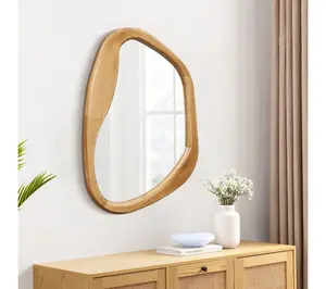 LuxenHome Pine Wood Frame Irregular 31.5"H x 23"W Wall Mirror