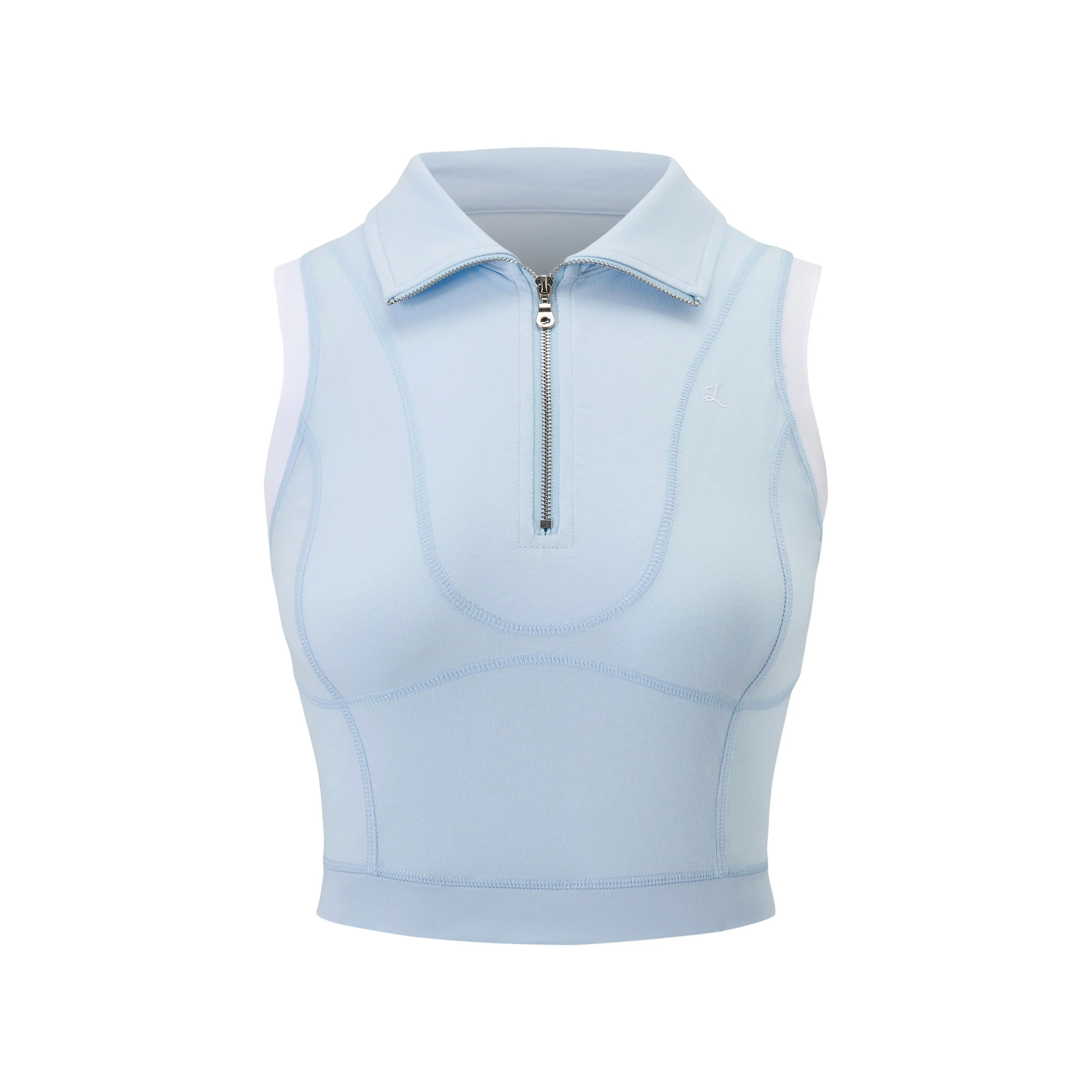 2026 Spring Summer Stock Up Women's vest, slim fit, short, polo collar, metal zipper, breathable side waist, mesh stitching, casual sports style, outdoor sun protection