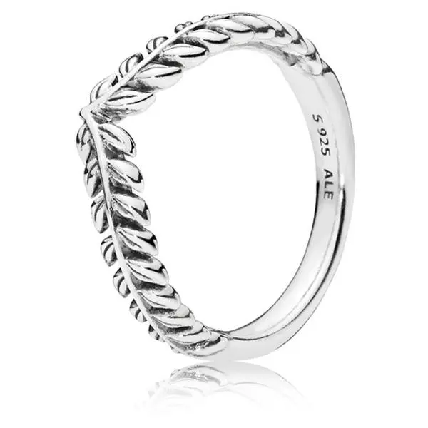Pandora Wheat Grains Wishbone Ring Sterling Silver Women's Jewelry Size 50 197681-50