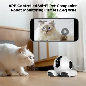 [TikTokShopBacktoSchool]APP Controlled Home Security Wi-Fi Pet Companion Robot Monitoring Camera-1080p LiveView, Upgraded Interactive Play with App Controls Robot Movement Camera Pan-tilt, NightVision,for Pet/Elderly/Baby, 2WayTalk,Local Storage,2.4gWIFI