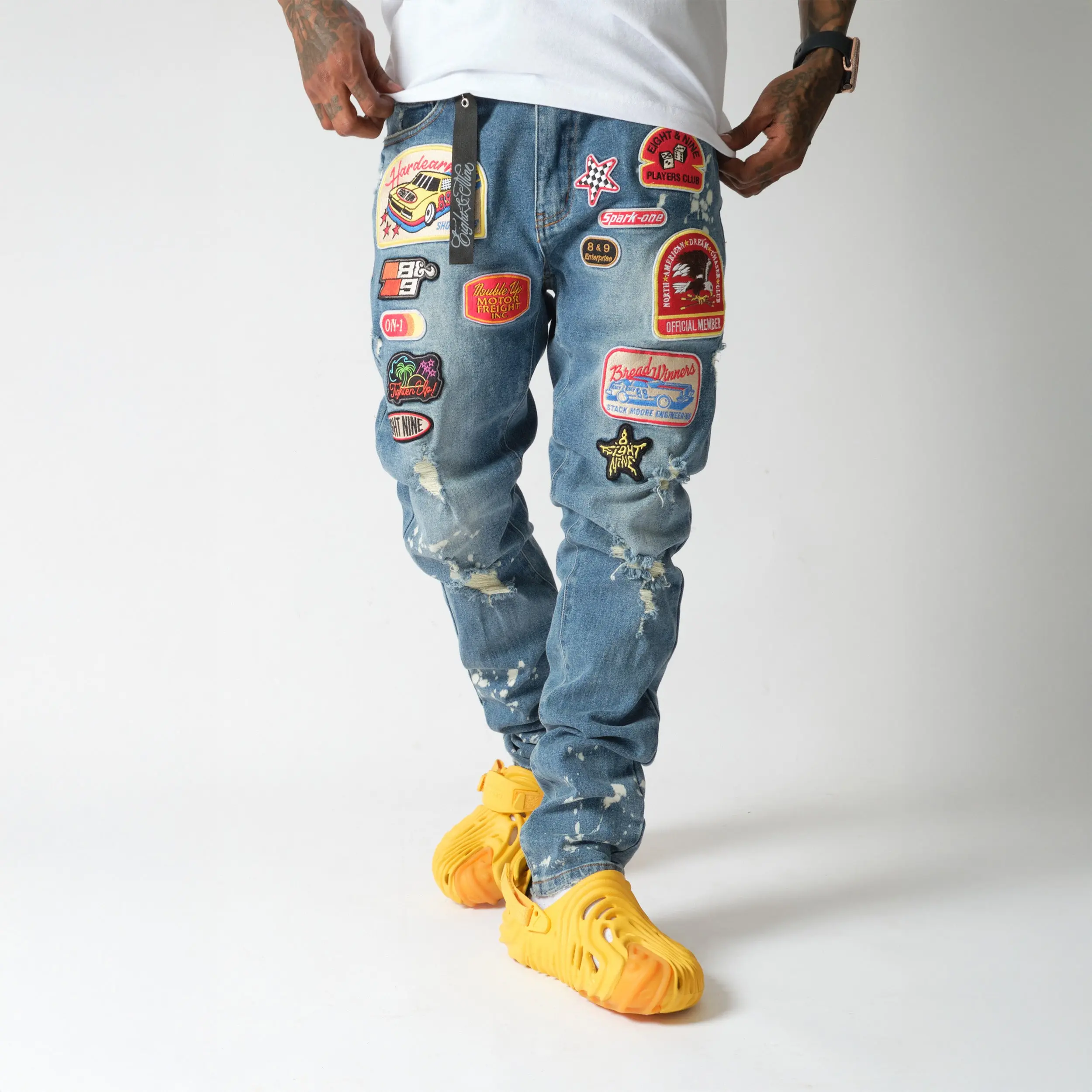On 1 Patch Denim Jeans Blue