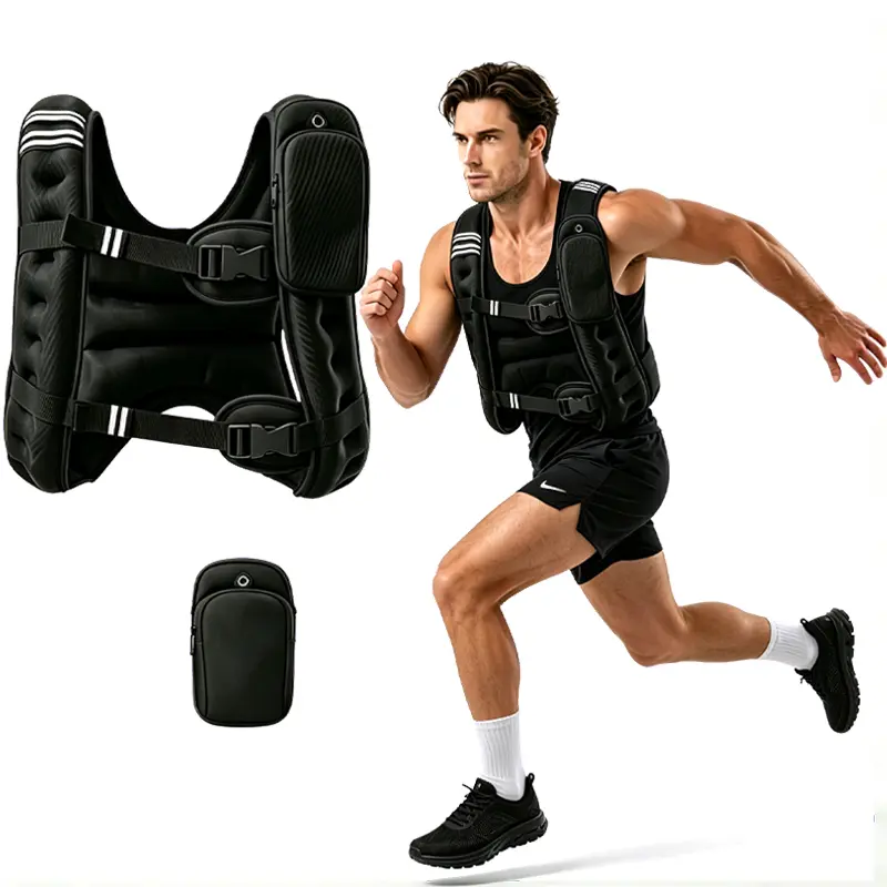 12LBS Weighted Vest, Men Women, Reflective Stripe Adjustable Buckle, Comfortable Durable Rucking Vest for Strength Training, Running, Workout, Jogging, Walking