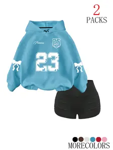 Women's Fall Winter Knit Hooded Sweatshirt Set, Leopard Print Drawstring Pullover, Everyday Casual Fashion Pocket Design, 2 Piece