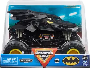 Monster Jam Official Batman Monster Truck - Retro Batmobile Collector 1:24 Scale Die-Cast Vehicle - Chrome Rims and BKT Tread Tires for Use in All Playsets - Collectible for Fans & Birthday Parties