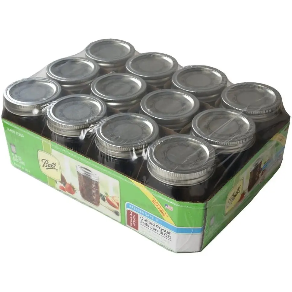 Ball Mason 8oz and 4oz Quilted Jelly Jars with Lids and Bands, Set of 12