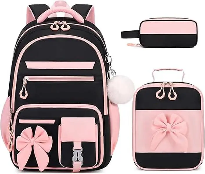 SIMILOVE 3-Piece Girls Backpack Set with Insulated Lunch Box, 14oz Water Bottle & Pencil Case, Cute Waterproof School Bag for Elementary Back to School, Back To School Shopping, Backpacks For Kids, Pencil Pouch