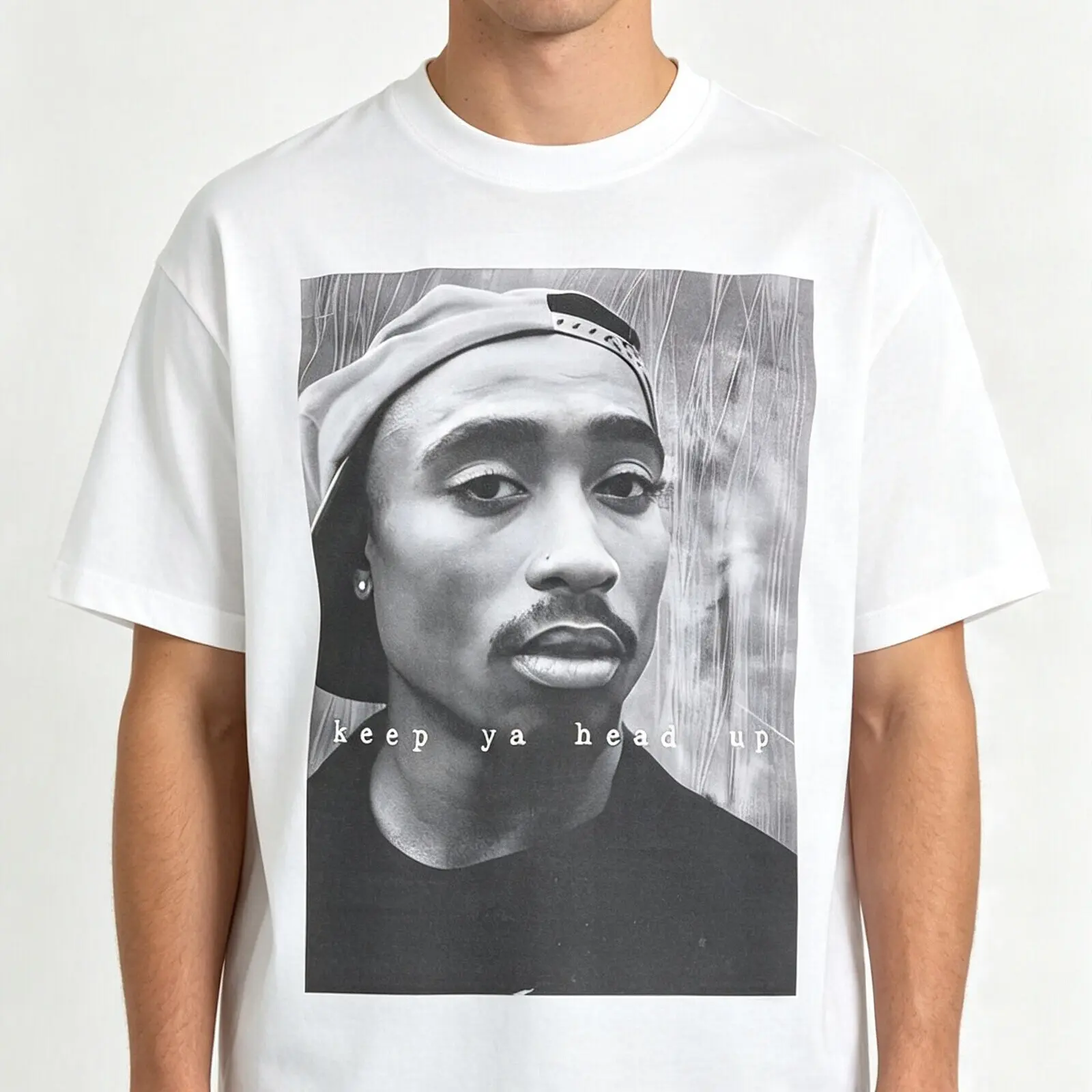 Men's Vintage 2Pac Tupac Shakur Casual Round Neck Short-Sleeve T-Shirt - Menswear Top, 90s Hip Hop Legend Rapper Merch Cotton Polyester Soft Unisex Sweatshirts Streetwear Crewneck Wetsuit