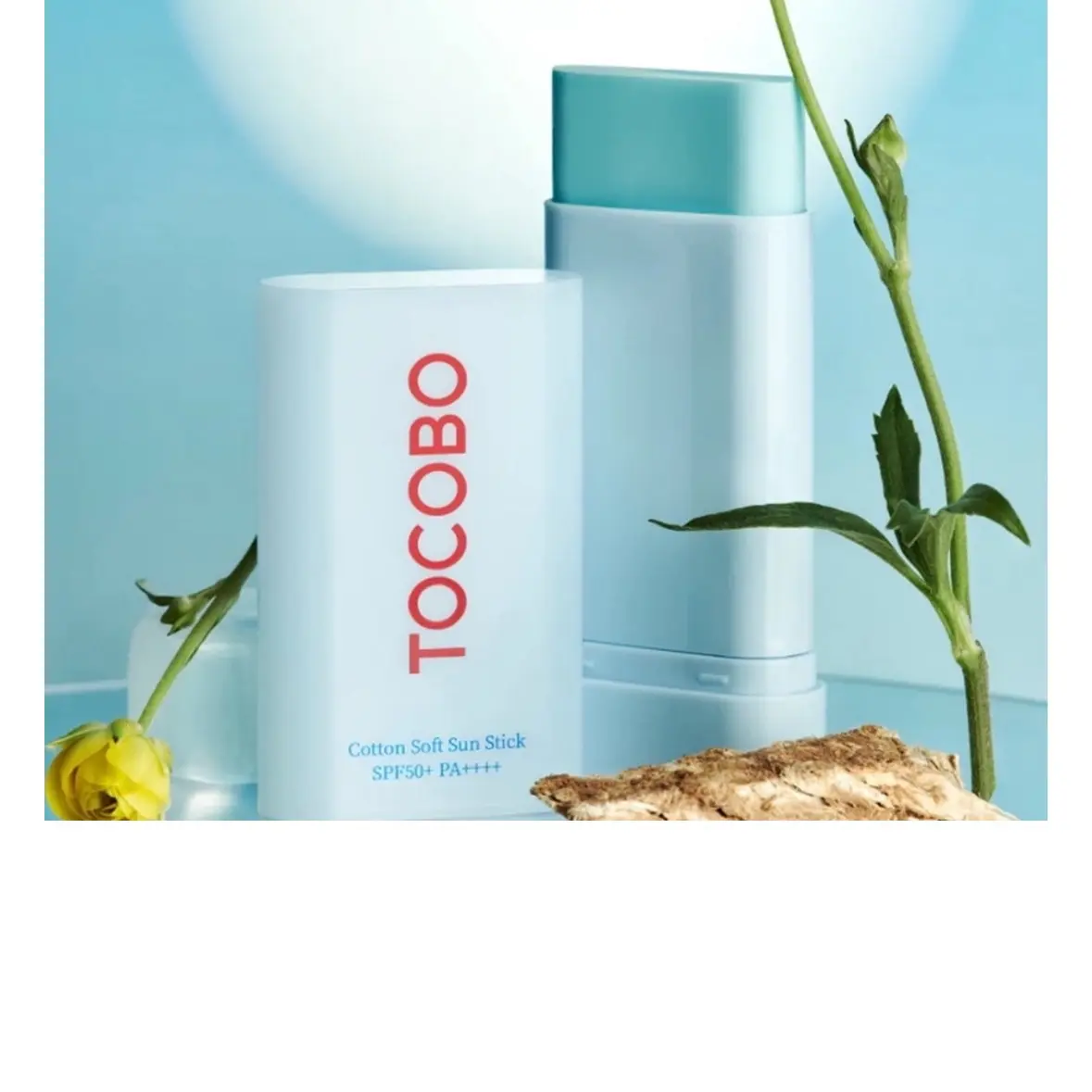 TOCOBO Cotton Soft Sun Stick, 19g, SPF 50+ PA++++, Compact Daily Sensitive Skincare, Smooth Sunscreen, Facial Comfort, Skin Repair bio