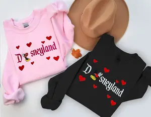 Embroidered Valentine  Sweatshirt , Couple embroidery Sweatshirt, Cartoon Sweetheart Night
