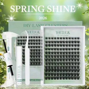 YOULUCK Enchantress Lashes Clusters DIY Lash Extension Kit Waterproof Long-Lasting Fluffy & Weightless Look with Ultra-Thin Band Glue Remover Tweezer for Beginners