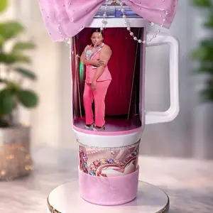 Custom 40oz Rhinestone Tumbler with Bow – Personalized Photo Gift Cup Drinkware