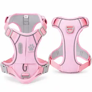 No Pull Escape Proof Dog Harness with Hidden Pocket – Fits AirTag & GPS Trackers plus Car safety leash Set perfectly for Daily Walks and Rides