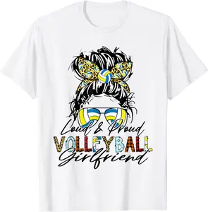 Loud And Proud Volleyball Girlfriend Bleached Messy Game Day T-Shirt - Jaredsab Shop 36B0BBB84V66
