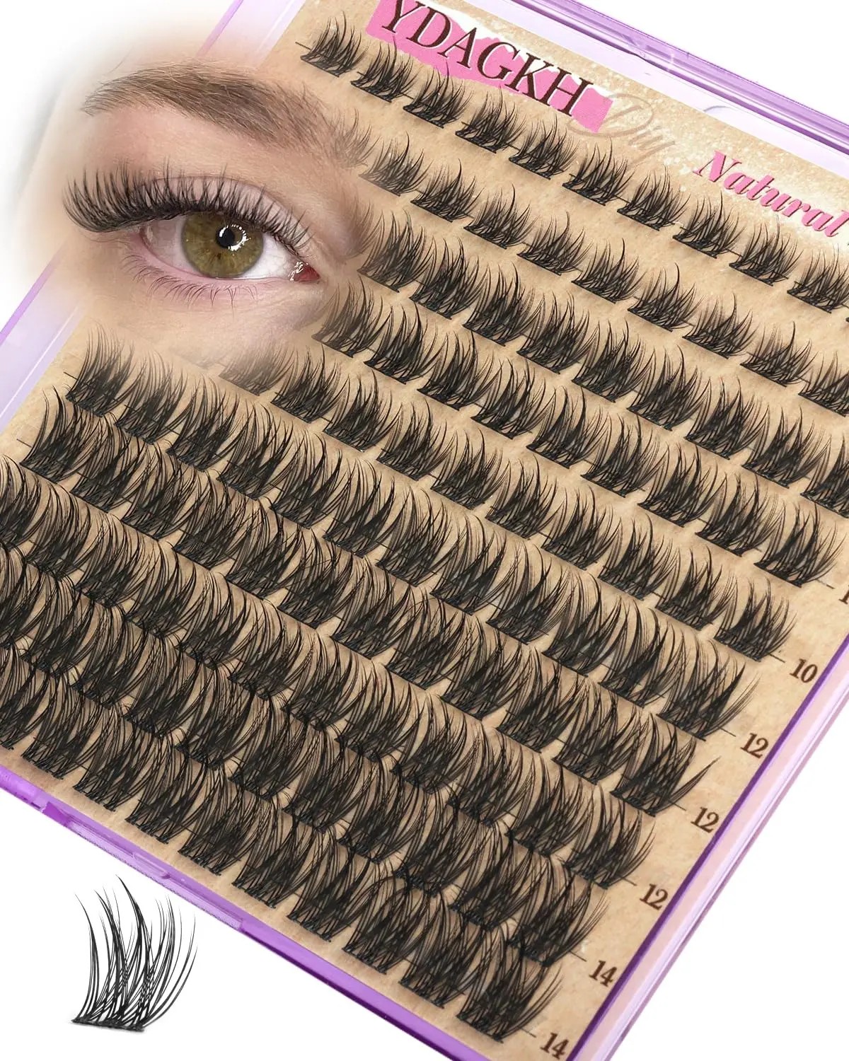 Natural Lash Clusters Short Eyelash Cluster Extensions Spiky 8-14mm Wispy Eyelash Clusters C Curly Mink Silk Lash Extension Soft Ultra-Thin Band Individuals Eyelash Extension DIY Lashes at home