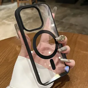 Luxury Business Advanced Black Clear Case for iPhone 17Air 17 16 15 14 13 12 11 Pro Max Plus Magsafe Magnetic Matte Antiskid Protect Cover Shockproof Protection Casing Protector Smartphone