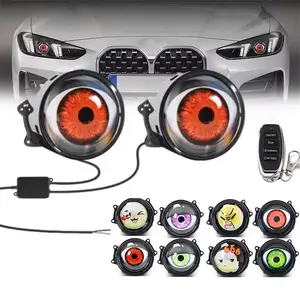 33 Modes Dynamic Devil Eye Car LED Light, RGB Eye Style Decorative Lamp with Remote, Universal Front Grille Accent Light for Cars, SUVs & Motorcycles, Led Lights For Car