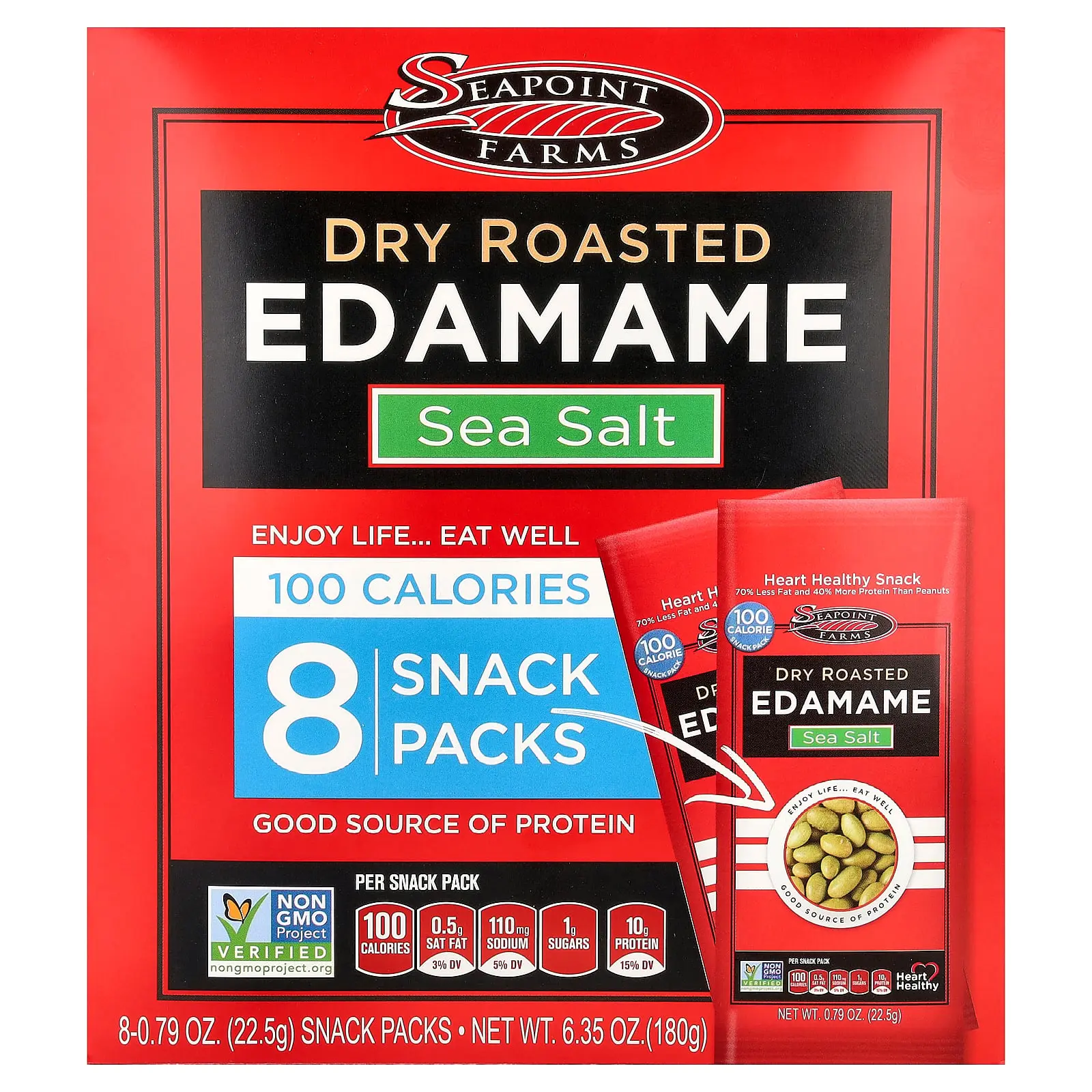 Seapoint Farms Dry Roasted Edamame, Sea Salt, 8 Snack Packs, 0.79 oz (22.5 g) Each Seapoint Farms Dry Roasted Edamame, Sea Salt, 8 Snack Packs, 0.79 oz (22.5 g) Each