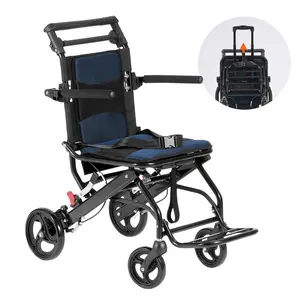 VEVOR Wheelchair, Aluminum Alloy Ultra-Lightweight Transport Chair for Adults, Foldable Wheelchair with Flip-Back Desk-Length Arms, Self-locking Brake, 15.75-Inch Wide Seat, 220lbs Weight Capacity