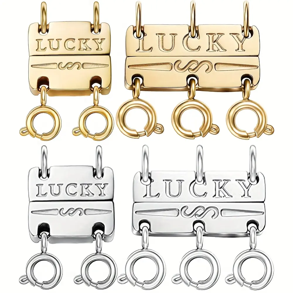 Necklace Separator Clasps 4-Pack, Gold & Silver Tone Bar-Style Magnetic Connectors for Jewelry Making, Tangle-Free Layered Looks, 4Pcs