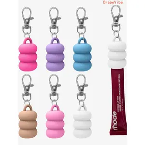 6‑Piece Donut‑Shaped Keychain Set Geometric Asymmetrical Design Compatible With 0.35 Oz Lip Balm For All‑Season Daily Use