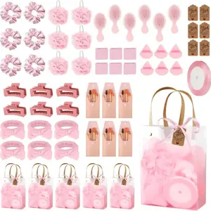 109pcs/6SET Shower Prizes for Winners Gifts Shower Favors Including Headband Hair Brush Compact Mirror Bath Sponges Powder Puff Hair Tie Claw Makeup Brushes creative party gift up balloon unicorn mask dog blow original gender reveal balloon mom lights
