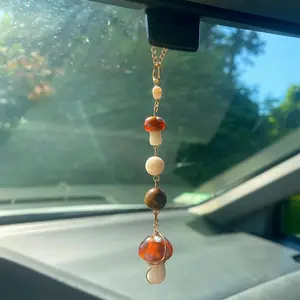 Cute Mushroom Design Car Hanging Ornament, Car Rearview Mirror Hanging Decoration, Bohemian Style Car Interior Decoration, Car Accessories, Car Trinkets