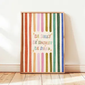 Be Silly Honest Kind Printable POster, Colorful Stars Kids Playroom Poster, Toddler Wall Decor