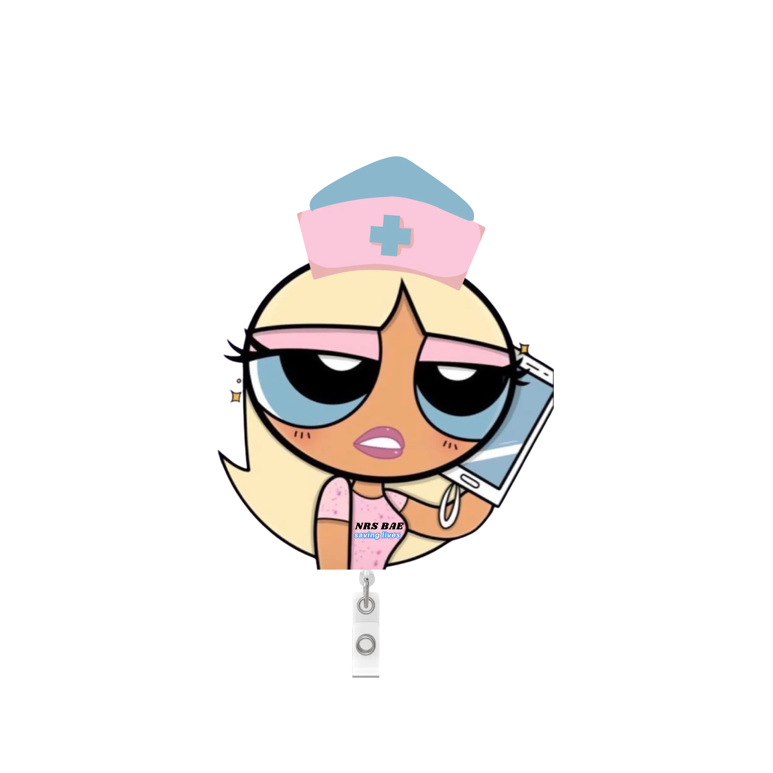 NEW! POWERPUFF GIRL Badge Reel- Medication Queen NEW! POWERPUFF GIRL Badge Reel- Medication Queen