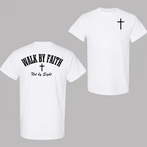 Bible Verse Tee – Walk By Faith Graphic Tee, Inspiring Christian Apparel, Unisex Casual Top, Menswear Top, Trendy Shirt