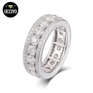 【#R44 livestream】UCCIYO 8mm Synthetic Moissanite Rings For Men Hip Hop Jewelry Sterling Silver S925 summerwins
