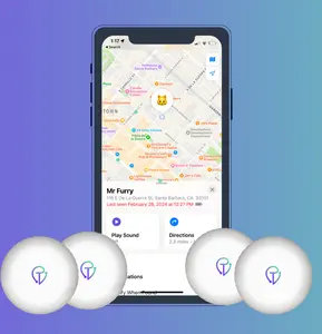Tracker Mist 4 Pack - GPS Locator Works with Apple Find My - key tracker, luggage gps, remote finder, bike tracker, pet tracker, wallet locator, car tracker key finder