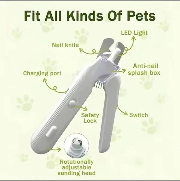 2-in-1 pet nail clipper and grinder, dog nail clipper trimmer, ultra quiet electric nail set, rechargeable