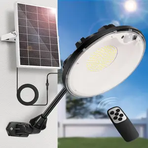 deerdance Solar Shed Light Indoor Outdoor 3500LM 4 Light Modes (Daytime Available), Solar Powered Motion Sensor Barn Light for Outside with Remote, Waterproof, Large Solar Panel for Patio Yard Gazebo