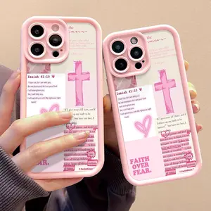 Military-Grade Certified Ultra-Durable Shockproof Smartphone Casing, Christian Print Bible Verse Design, Full Cover TPU Protection, Blush Pink Handheld Phone Accessory, Compatible with iPhone 11-X/XS/XS Max, 12/12 Mini/13/13 Mini, 14/15/16/16E/17/17E, Acc