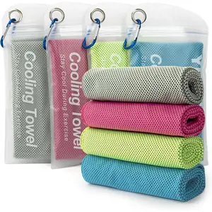 4 Pack Cooling Towel 40"x12", Gym Towels for Men and Women, Soft Breathable Workout Towels for Yoga, Running, , & More (Blue, Grey, Green, Pink)