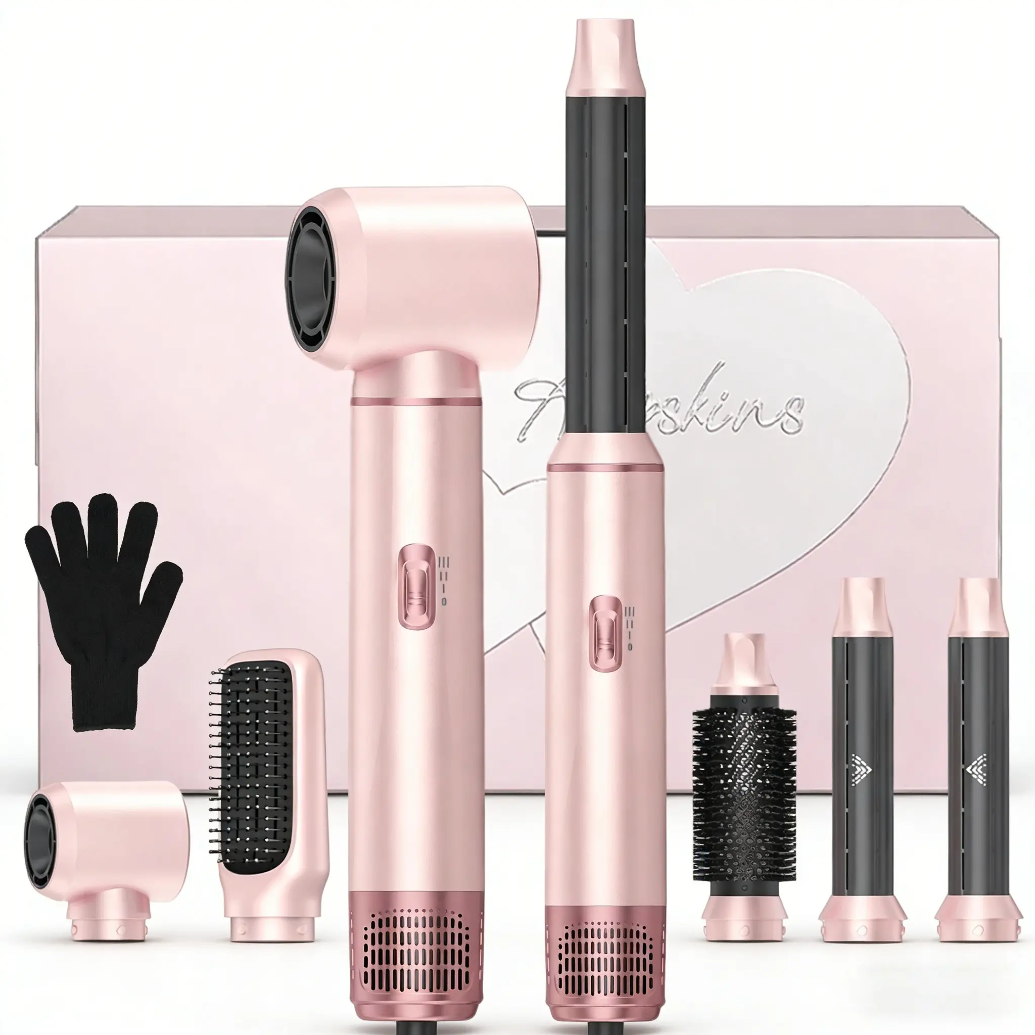 Hair Dryer Brush 5 in 1, Blow Dryer Brush Set Upgrade Hot Air Brush As A Gift for Straight/Curl/Drying/Smoothing Air Styler Curling Wrap Air Curler, Curling Iron Hair Styling Tools