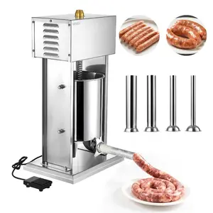 VEVOR Electric Sausage Stuffer, 22 LBS/ 10 L Vertical Meat Stuffer, Stepless Speed Control and Foot Pedal, Stainless Steel Heavy Duty Sausage Filler with 4 Stuffing Tubes, for Commercial Home Use