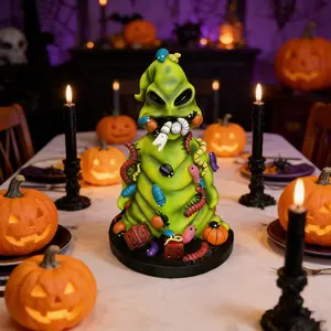 Halloween Green Monster Tree Ornament - Resin Decor for Gothic Party