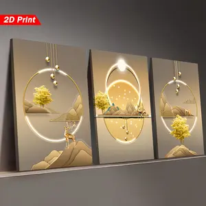 Golden Landscape Pattern Wooden Frame Canvas Painting, 3-Piece Set Modern Art Wall Decoration, Home Living Room Bedroom Office Decorative Painting, Poster, Gift