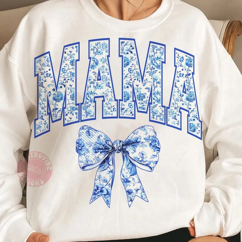 Mama Chinoiserie Coquette Sweatshirt, Mama Coquette Bow Sweatshirt, Retro Mama Sweatshirt, Mama Sweatshirt, Mama Shirt Sweatshirt