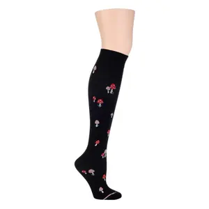 Compression Knee High Socks for Women | Mushroom Design | Dr. Motion (8–15 mmHg)