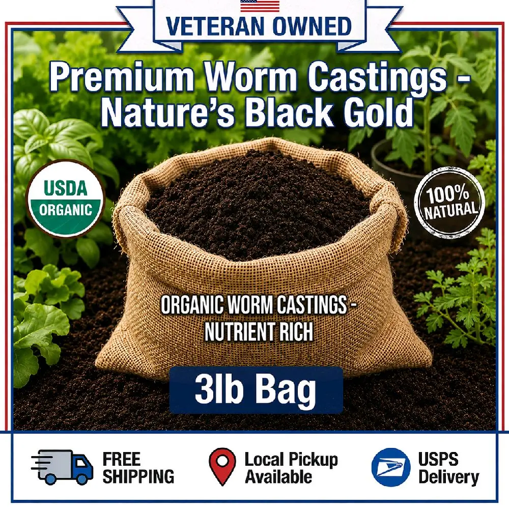 Organic Worm Castings 3 pounds - All-Natural Soil Amendment for Plant Health, Growth, and Care Management