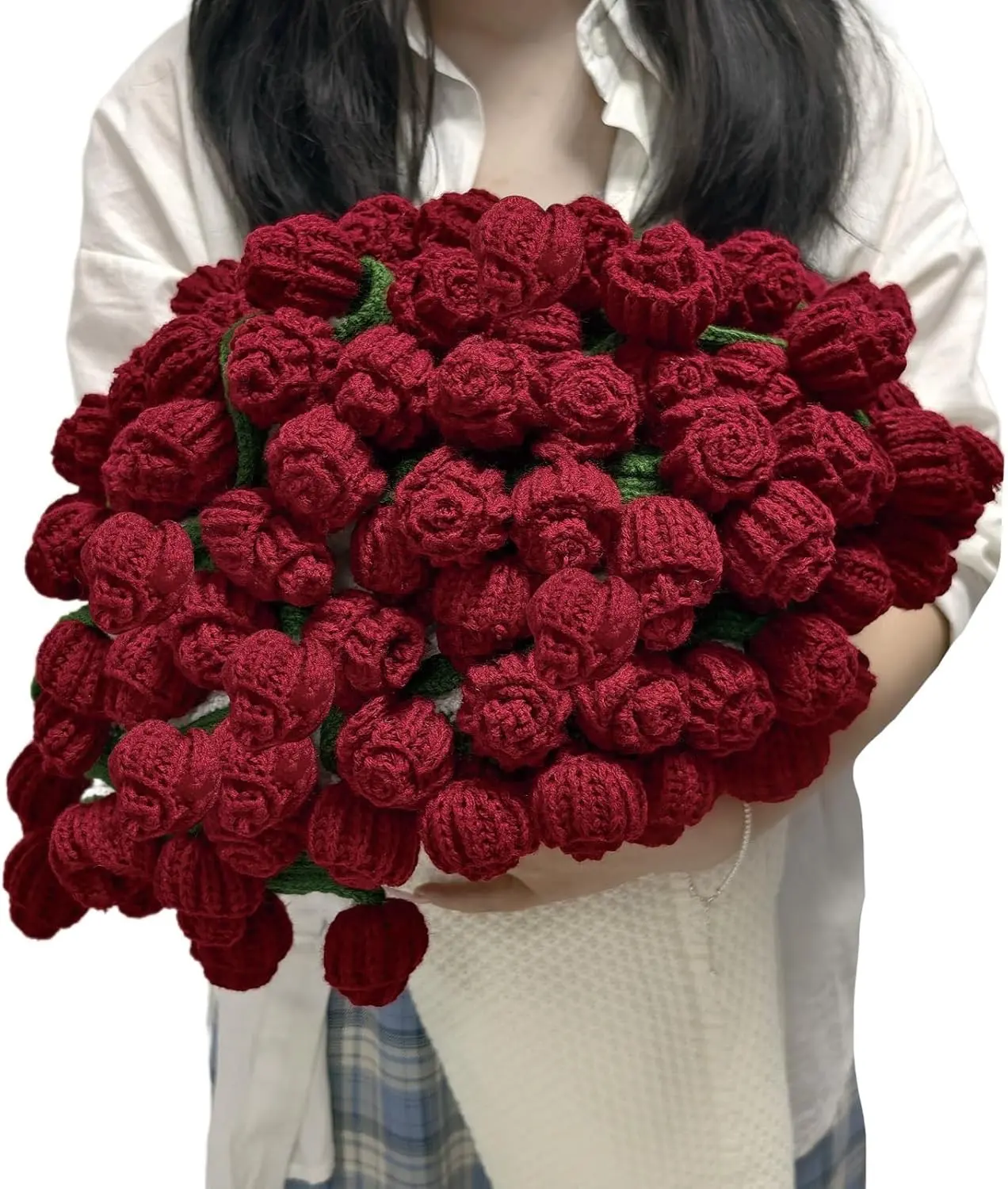 Rose Bouquet Blanket 59" Gifts for Birthday Mother's Day Hand-crochet 99 roses ideal gift for Valentine's Day home decor for friends