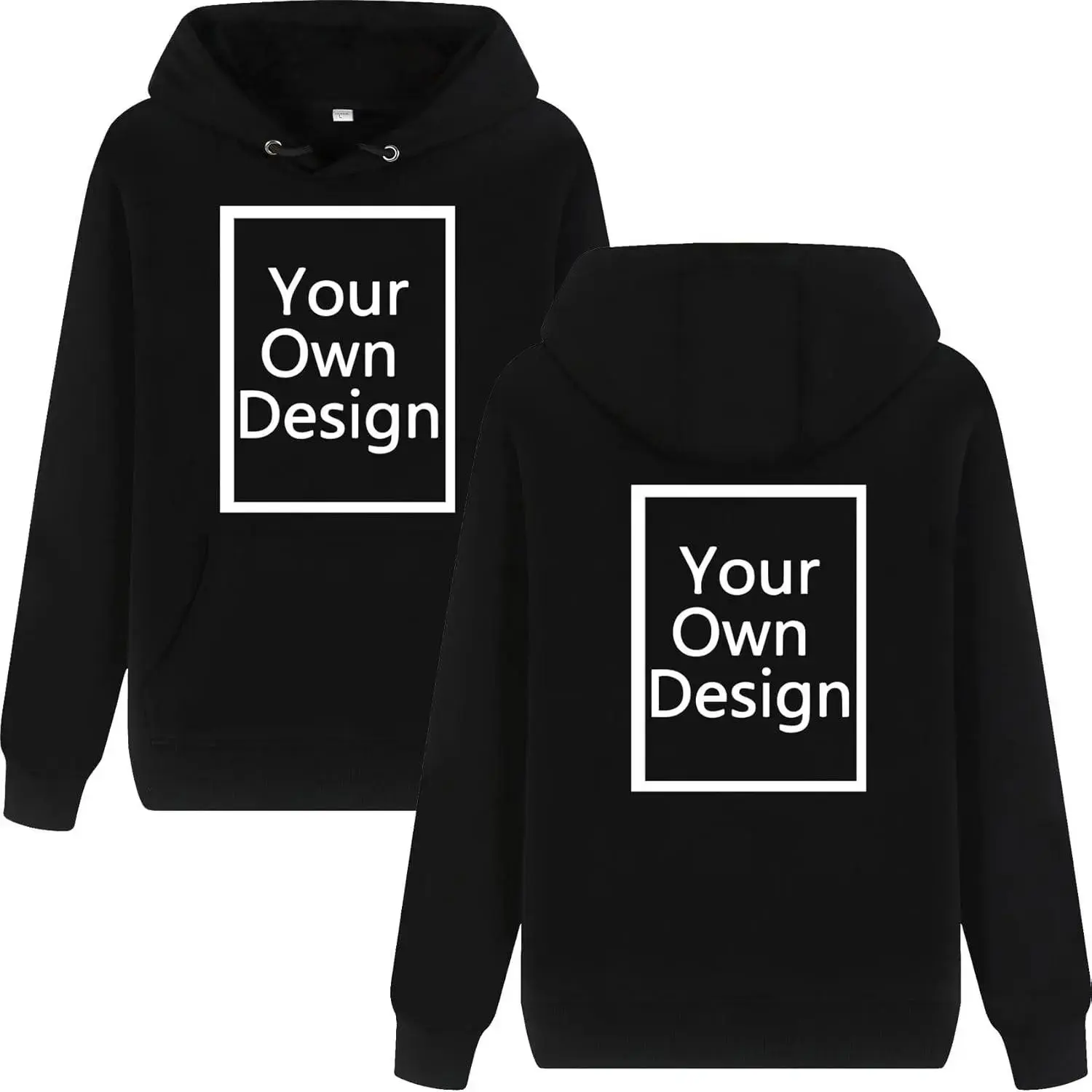 Classic Casual Menswear Hoodie - Unisex Tops with Custom DIY Front & Back Print, Personalized Design, Warm Fabric for Autumn Winter, Cotton, Round Neck, Diy Print