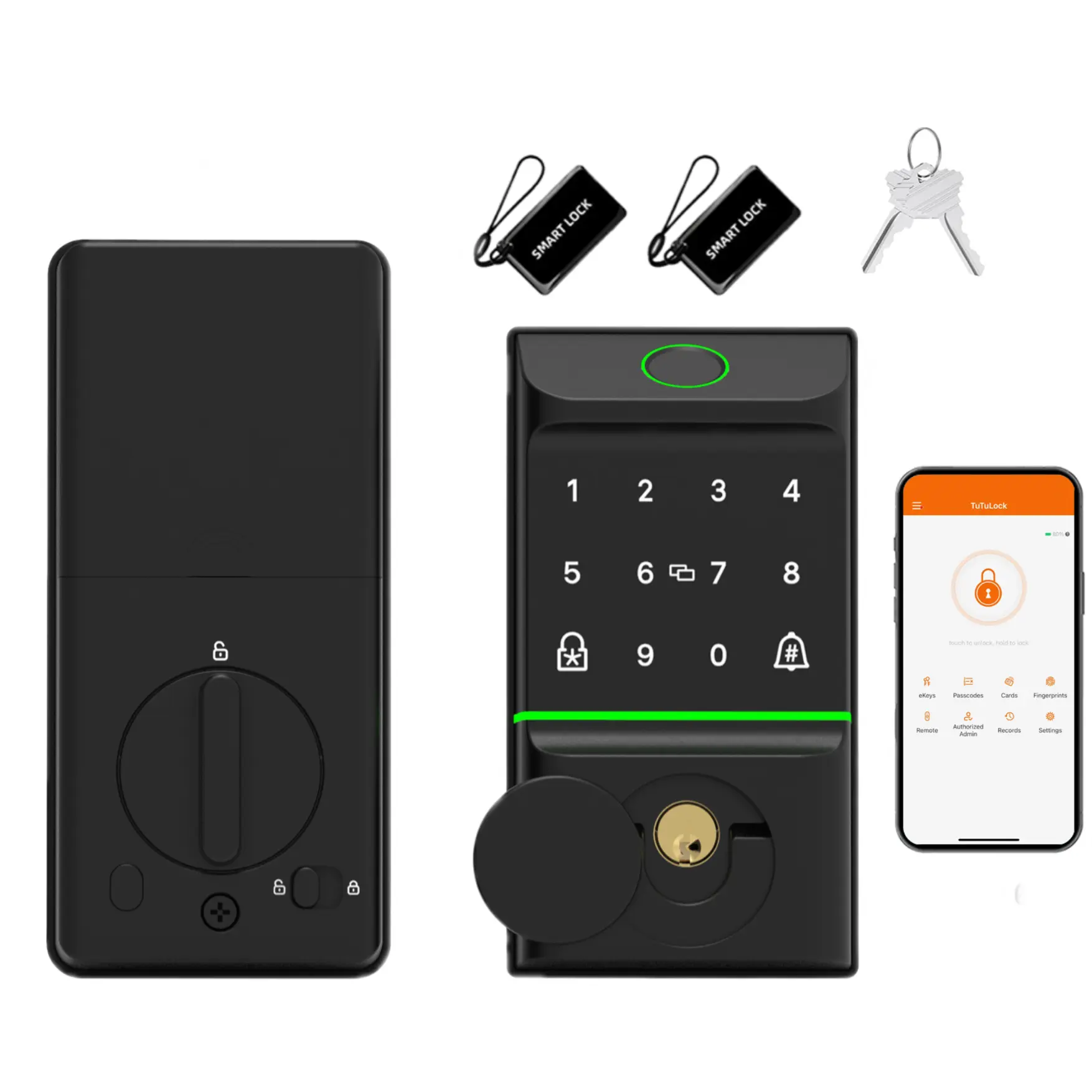 Smart Door Lock, Keyless Entry with Fingerprint Touch Screen Keypad APP IC Card Key, 5in 1 Electric Biometric Digital Deadbolt for Front Doors Home Apartment Auto-Locking